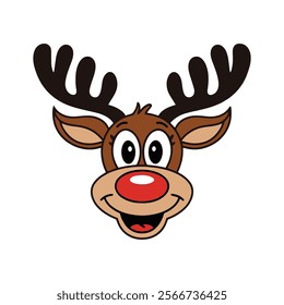 Merry Christmas Cute Reindeer Clipart Vector
