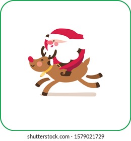 Merry Christmas. Cute Santa Claus. Vector icon