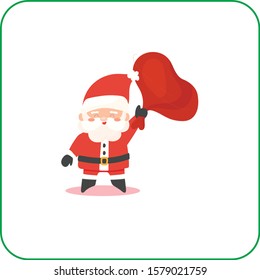Merry Christmas. Cute Santa Claus. Vector icon