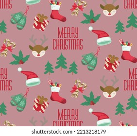 Feliz navidad lindo patrón sin costura fondo de fondo fondo de fondo de papel de pared ilustración vectorial