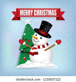 Merry Christmas with cute  Snowman.