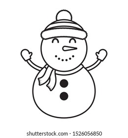 merry christmas cute snowman character vector illustration design