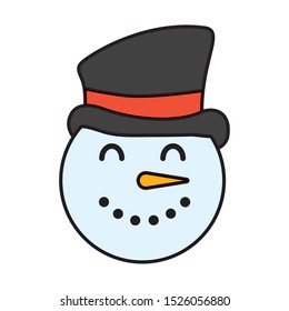 merry christmas cute snowman head character vector illustration design