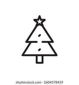 Merry Christmas Cute Tree Line Art