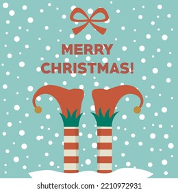 merry christmas cute vector elves show snow socks stockings illustration