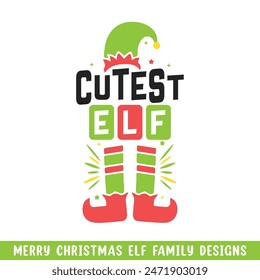 Merry Christmas cutest elf design, Christmas ELF family designs