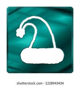 Merry Christmas cyan icon. Winter icon in beautiful gradient design isolated on white background. New year sign vector illustration. Christmas Santa Claus hat symbol.
