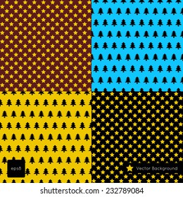 Merry christmas dark seamless background pattern set. For ui, web games, tablets, wallpapers, and patterns.