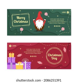 Merry Christmas Day Banner Template Flat Design Illustration Editable of Square Background Suitable for Social media, Card, Greetings and Web Internet Ads 
