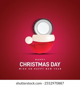 Merry Christmas Day cold drinks creative banner, poster, social media post, background, template, greetings card, t-shirt, backdrop, cover design etc. Christmas sale offer banner. Happy New Year.