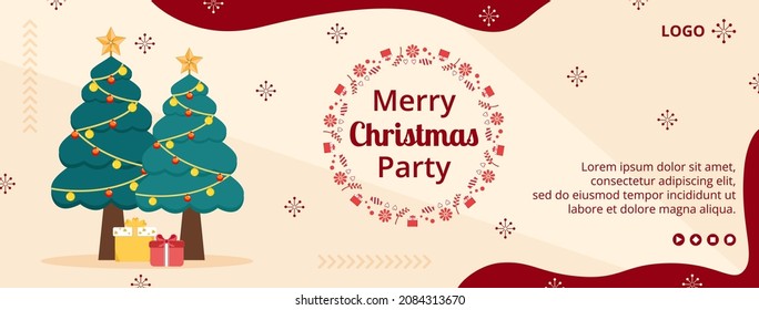 Merry Christmas Day Cover Template Flat Design Illustration Editable of Square Background Suitable for Social media, Card, Greetings and Web Internet Ads