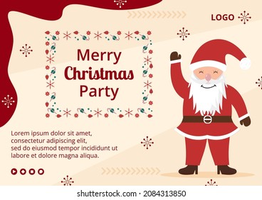 Merry Christmas Day Cover Template Flat Design Illustration Editable of Square Background Suitable for Social media, Card, Greetings and Web Internet Ads