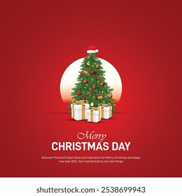 Merry Christmas Day. Christmas Day creative banner, poster, social media post, background, template, greetings card, t-shirt, backdrop, cover design etc. Christmas sale offer banner. 