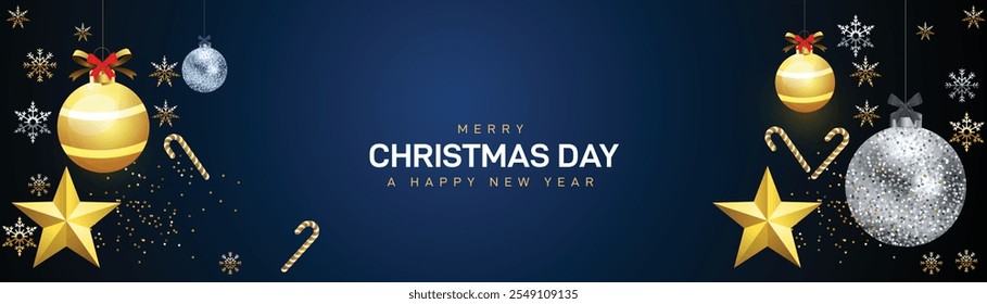 Merry Christmas Day. Christmas Day creative banner, poster, social media post, background, template, greetings card, t-shirt, backdrop, cover design etc. Christmas sale offer banner. Happy New Year.