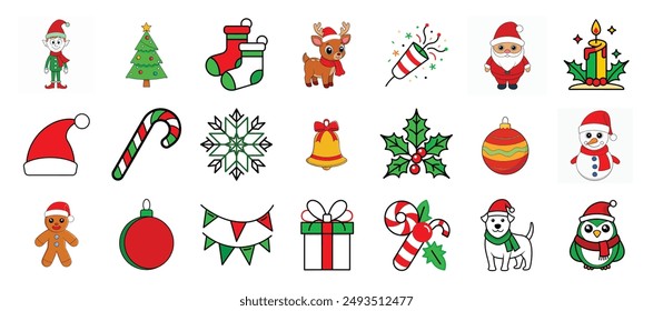 Merry Christmas Day Decoration Elements Vector Art, Icons and Graphics
