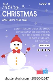 Merry Christmas Day Flyer Template Flat Design Illustration Editable of Square Background Suitable for Social media, Greeting Card, and Web Internet Ads
