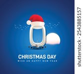 Merry Christmas day and Happy New Year Creative. Christmas day Tourism concept banner, poster, social media post, postcard, template, background, backdrop, flyer design etc.