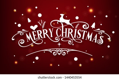 Merry Christmas day. Happy new year and Xmas festival end year party message text  calligraphy decoration greeting card abstract wallpaper background. Holiday digital craft paper graphic design vector