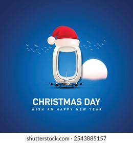 Merry Christmas day and Happy New Year Creative. Christmas day Tourism concept banner, poster, social media post, postcard, template, background, backdrop, flyer design etc.