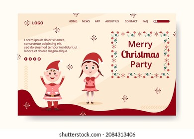 Merry Christmas Day Landing Page Template Flat Design Illustration Editable of Square Background Suitable for Social media, Card, Greetings and Web Internet Ads 