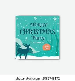 Merry Christmas Day Party Social Media Banner Design Template