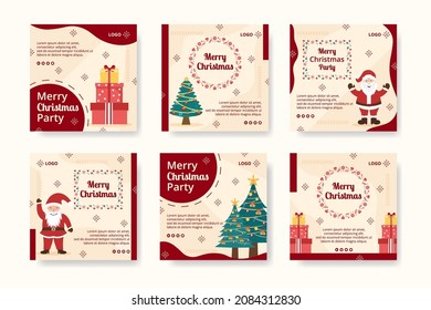 Merry Christmas Day Post Template Flat Design Illustration Editable of Square Background Suitable for Social media, Card, Greetings and Web Internet Ads 