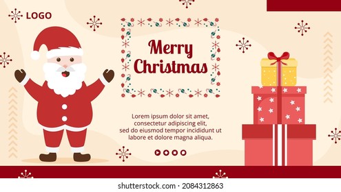 Merry Christmas Day Post Template Flat Design Illustration Editable Square Background Adecuado para medios sociales, tarjetas, saludos y anuncios de Internet 