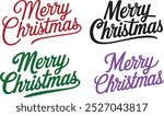 Merry Christmas day text calligraphy vector style white Background