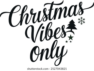 Merry Christmas day text calligraphy vector style white Background