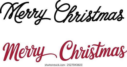 Merry Christmas day text calligraphy vector style white Background