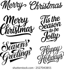 Merry Christmas day text calligraphy vector style white Background