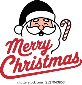 Merry Christmas day text calligraphy vector style white Background