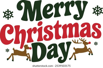 merry christmas day typography with elements vector