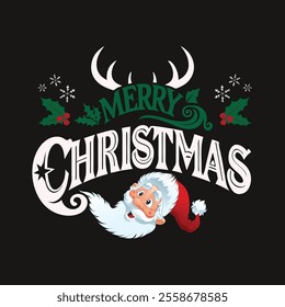 Merry Christmas Day Typography T-shirt design,  apparel, vector illustration, Christmas Day tree, retro style, typography, vintage