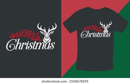 Merry Christmas Day Typography T-shirt design,  apparel, vector illustration, Christmas Day tree, retro style, typography, vintage