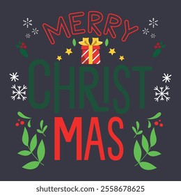 Merry Christmas Day Typography T-shirt design,  apparel, vector illustration, Christmas Day tree, retro style, typography, vintage