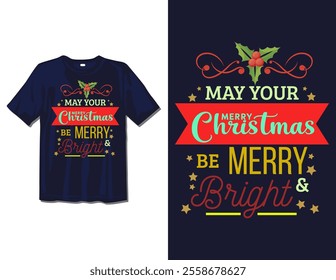 Merry Christmas Day Typography T-shirt design,  apparel, vector illustration, Christmas Day tree, retro style, typography, vintage