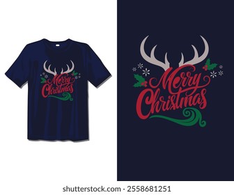 Merry Christmas Day Typography T-shirt design,  apparel, vector illustration, Christmas Day tree, retro style, typography, vintage