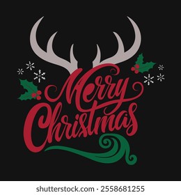 Merry Christmas Day Typography T-shirt design,  apparel, vector illustration, Christmas Day tree, retro style, typography, vintage