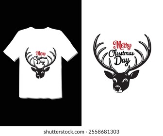 Merry Christmas Day Typography T-shirt design,  apparel, vector illustration, Christmas Day tree, retro style, typography, vintage