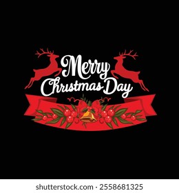 Merry Christmas Day Typography T-shirt design,  apparel, vector illustration, Christmas Day tree, retro style, typography, vintage