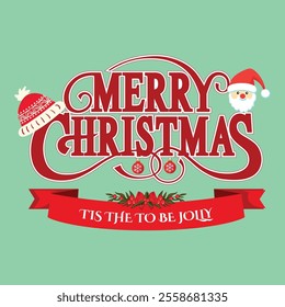 Merry Christmas Day Typography T-shirt design,  apparel, vector illustration, Christmas Day tree, retro style, typography, vintage