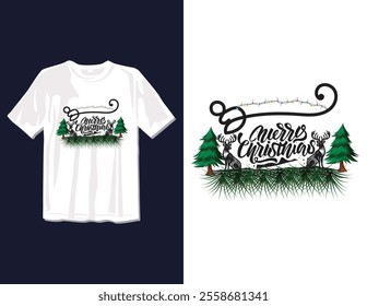 Merry Christmas Day Typography T-shirt design,  apparel, vector illustration, Christmas Day tree, retro style, typography, vintage