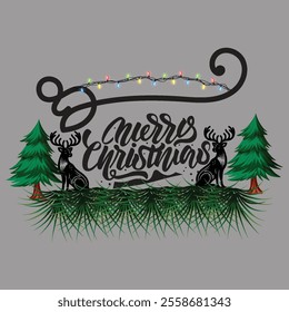 Merry Christmas Day Typography T-shirt design,  apparel, vector illustration, Christmas Day tree, retro style, typography, vintage