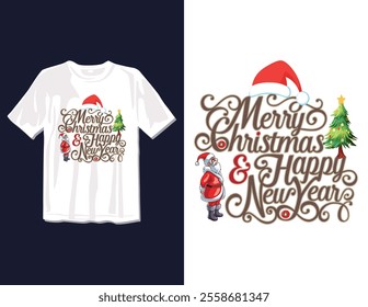 Merry Christmas Day Typography T-shirt design,  apparel, vector illustration, Christmas Day tree, retro style, typography, vintage