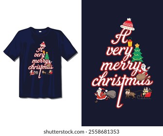 Merry Christmas Day Typography T-shirt design,  apparel, vector illustration, Christmas Day tree, retro style, typography, vintage