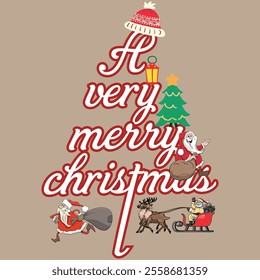 Merry Christmas Day Typography T-shirt design,  apparel, vector illustration, Christmas Day tree, retro style, typography, vintage