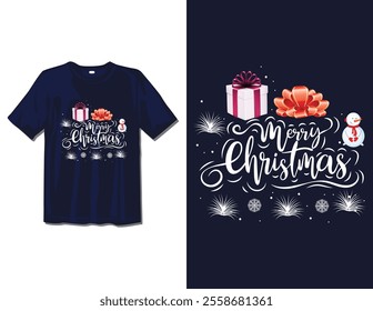 Merry Christmas Day Typography T-shirt design,  apparel, vector illustration, Christmas Day tree, retro style, typography, vintage