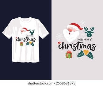 Merry Christmas Day Typography T-shirt design,  apparel, vector illustration, Christmas Day tree, retro style, typography, vintage