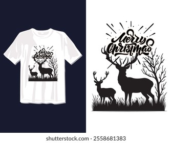 Merry Christmas Day Typography T-shirt design,  apparel, vector illustration, Christmas Day tree, retro style, typography, vintage